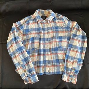 Abercrombie & Fitch Blue and Red Plaid Long Sleeve Top